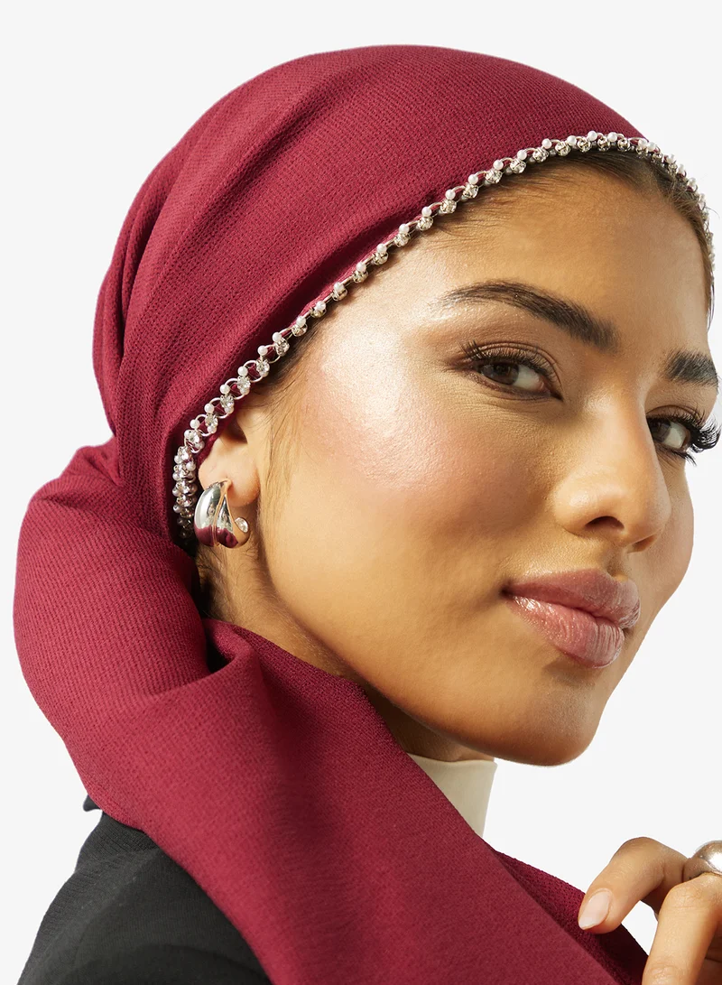 Khizana  Classic Embellished Silver Detail Modest Hijab Headscarf for Women | Best Price UAE